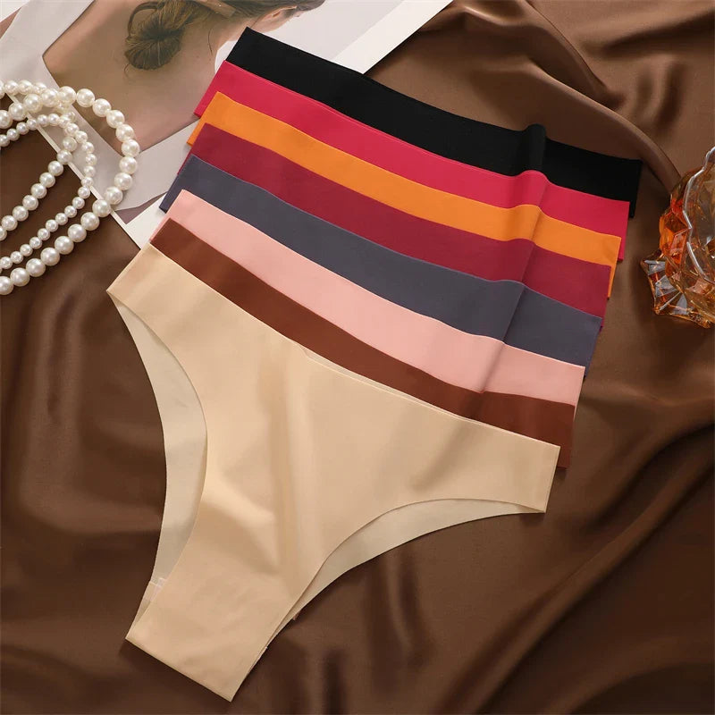 3Pcs Ultra-Thin Seamless Silk Women’s Panties – Sexy Low-Waist Stretch Bikini Briefs, XS-XXL