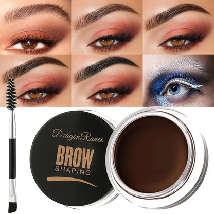 Matte Brown & Black Eyebrow Cream – 3D Natural Tint, Waterproof Gel Wax, Long-Lasting Eyebrow Enhancer