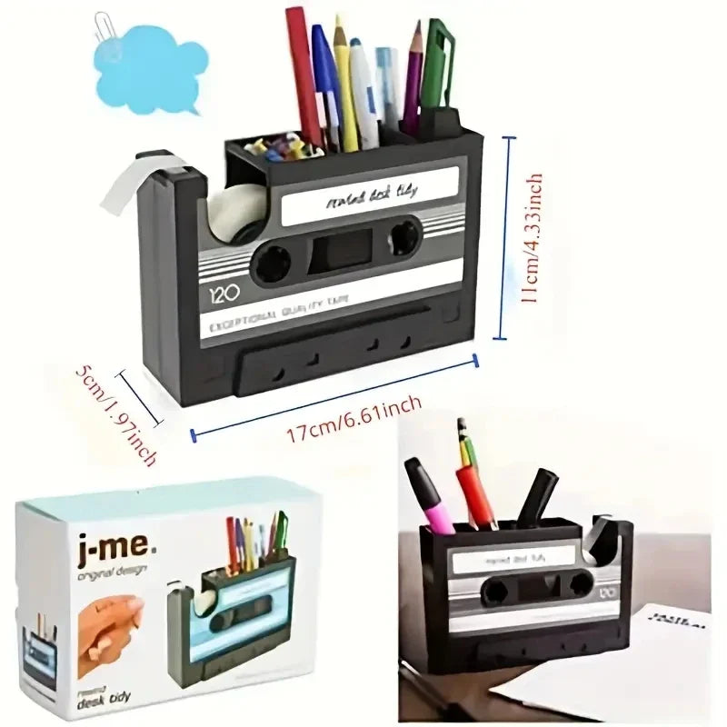 Miniso Retro Pop Tape Pen Holder – Multifunction Desktop Stationery Organizer Gift