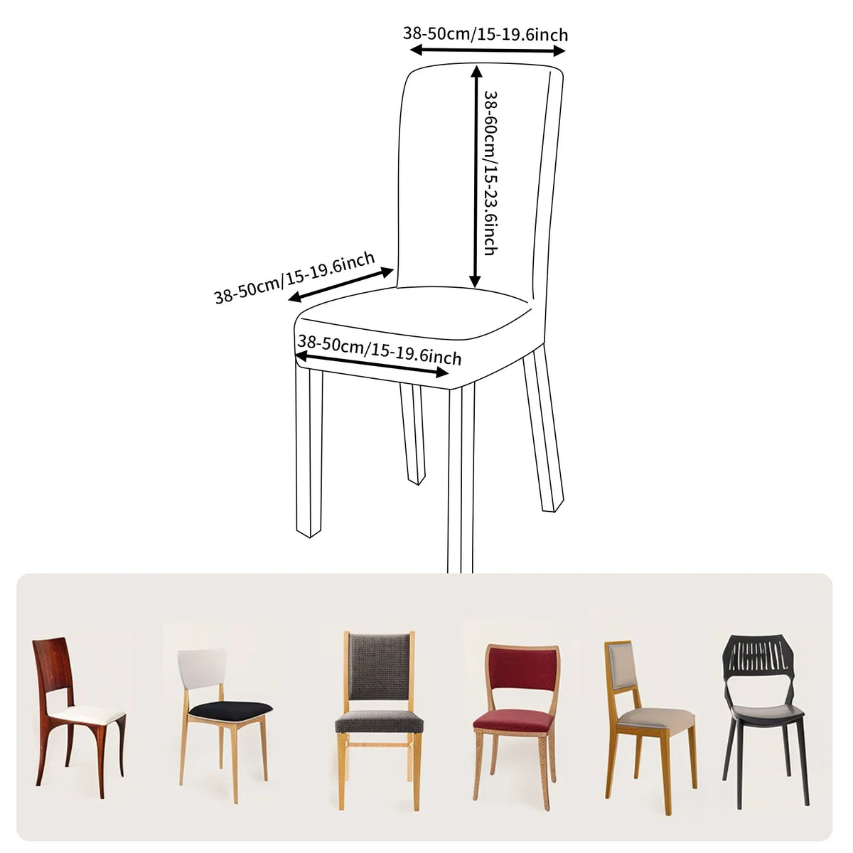4Pc High Stretch Dining Chair Covers – Elastic Non-Slip Slipcovers, Removable Seat Protectors for Living Room, Kitchen & Wedding