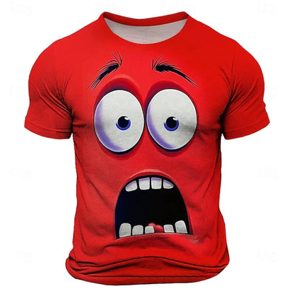 3D Funny Face T-Shirt - Men's Summer Casual Short Sleeve O-Neck Loose Streetwear Tee