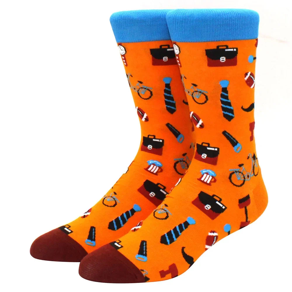 Men’s & Women’s Funny Beer Rainbow Socks – Skateboard Striped Pig Hip Hop Colorful Mid-Rise Casual Crew Cotton Socks, Unisex Fashion Novelty Socks