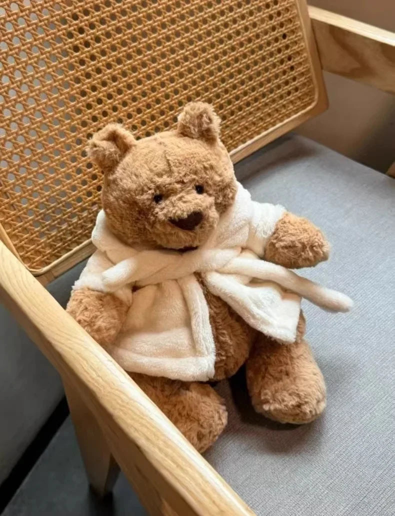 Jellycat Spot Barcelona Bathrobe Bear – Eggplant & Strawberry Bear Dolls, Cute Soothing Companion for Children's Festival Gifts