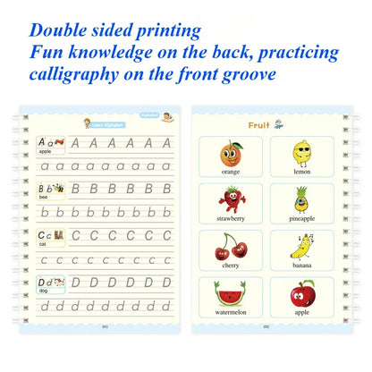 Sank Magic Practice Copybook Set – Reusable Writing Workbook with Pen, English Calligraphy for Preschool Kids Learning & Handwriting Practice