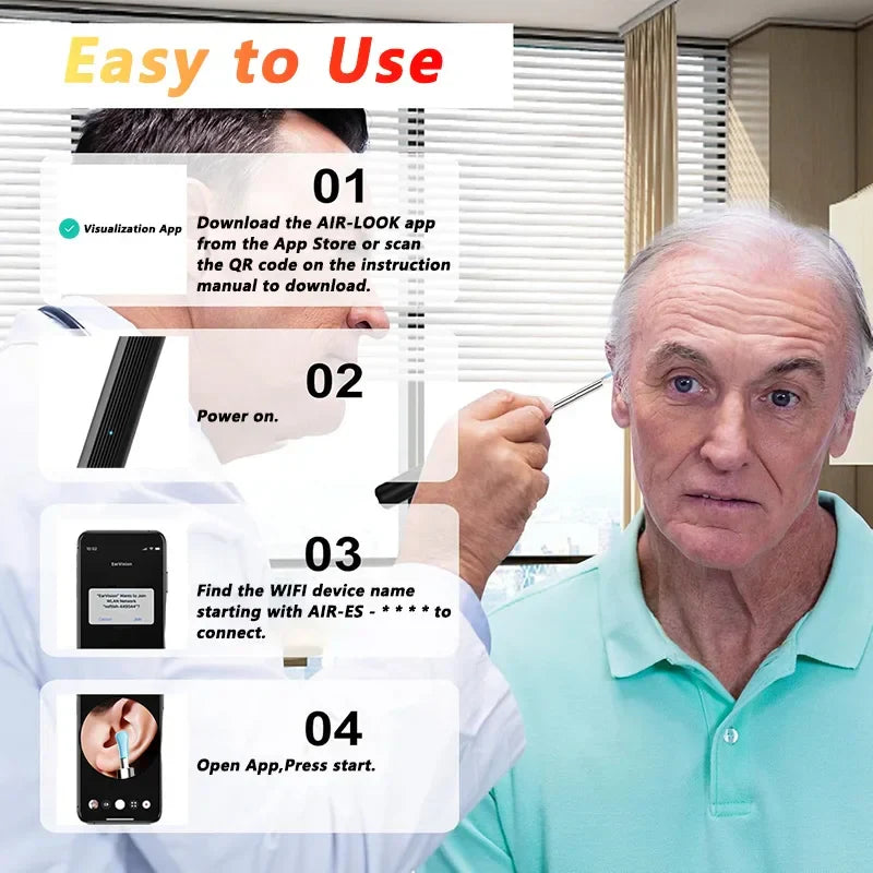 Visual Ear Wax Cleaner with Camera – Safe Luminous Otoscope Endoscope for Ear Cleaning & Ear Care