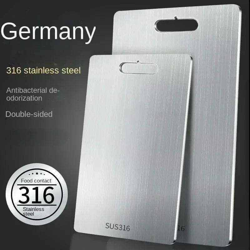 316 Stainless Steel Chopping Board – Thickened Double-Sided Cutting Board for Kitchen, Household Use, and Kneading Dough