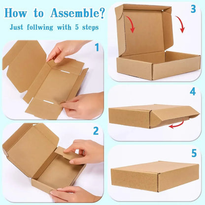 20/10PCS Corrugated Box Mailers – Brown Kraft Cardboard Shipping Boxes for Durable Packaging & Mailing