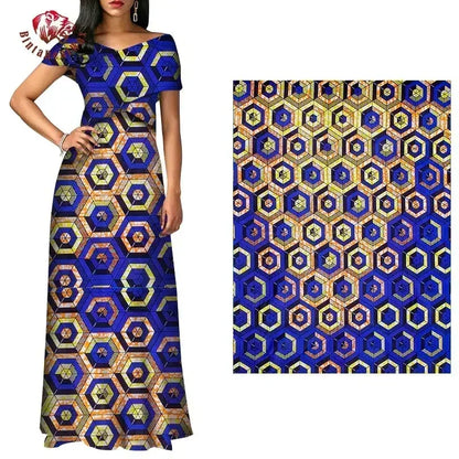 BintaRealWax Geometric Ankara Fabric - Polyester Sewing Cloth by the Yard FP6258