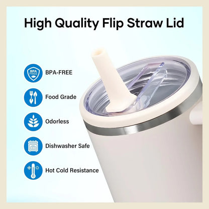 30oz/40oz Tumbler Flip Straw Lid Replacement – Spill-Proof Reusable Cover for Quencher Cups