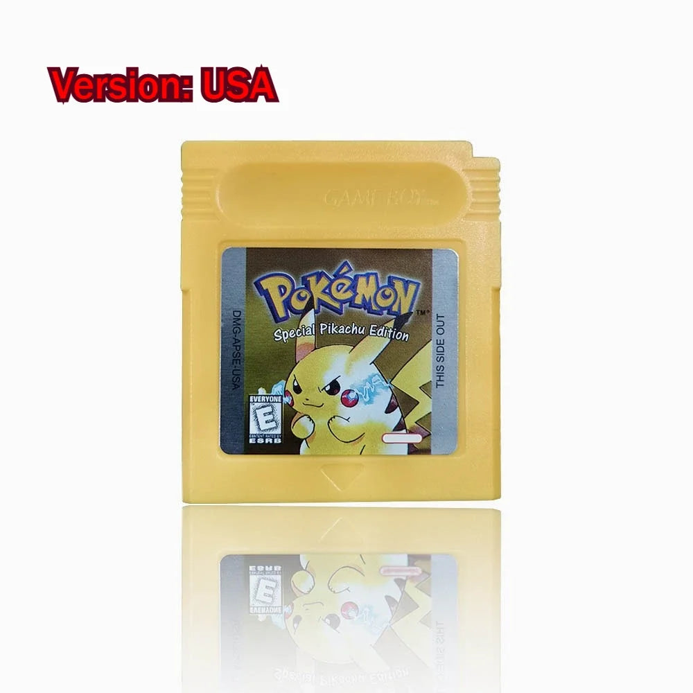 Pokemon GBC Game Cartridge - 16-Bit Video Game Card in Red, Blue, Crystal, Gold, Silver & Yellow Versions
