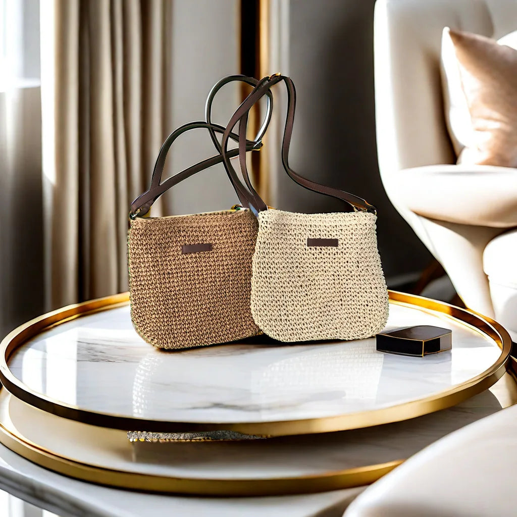 Women’s Straw Woven Crossbody Bag - Fashionable Beach Shoulder Bag for Summer Travel & Casual Style