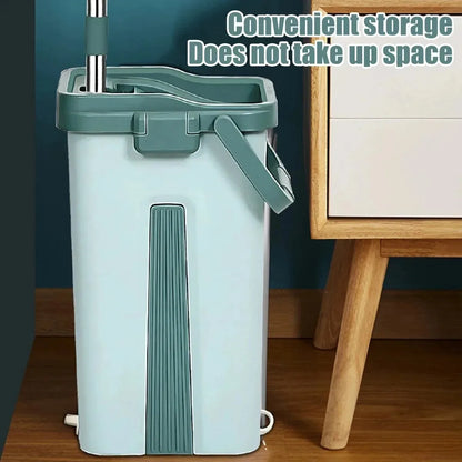 Hands-Free Squeeze Mop with Bucket | 360° Flat Mop Set for Wet & Dry Floor Cleaning | Sewage Separation Home Cleaning Tools