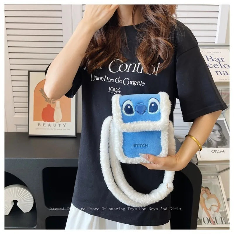 Lilo & Stitch Plush Backpack – Cute Cartoon Crossbody Phone Bag for Daily Use & Gifts