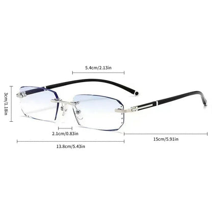 Luxury Diamond-Cut Photochromic Reading Glasses – Rimless Men’s & Women’s Color-Changing Presbyopia Eyewear
