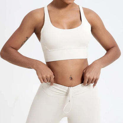 Push-Up Sports Bra for Women – Cross Back Yoga Crop Top, Shockproof Gym Fitness Bra for Running & Workout