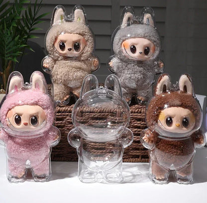 Labubu Transparent Protective Cover – Stuffed Toy Display Bag, Mini Portable Storage Box for Labubu I & II Dolls