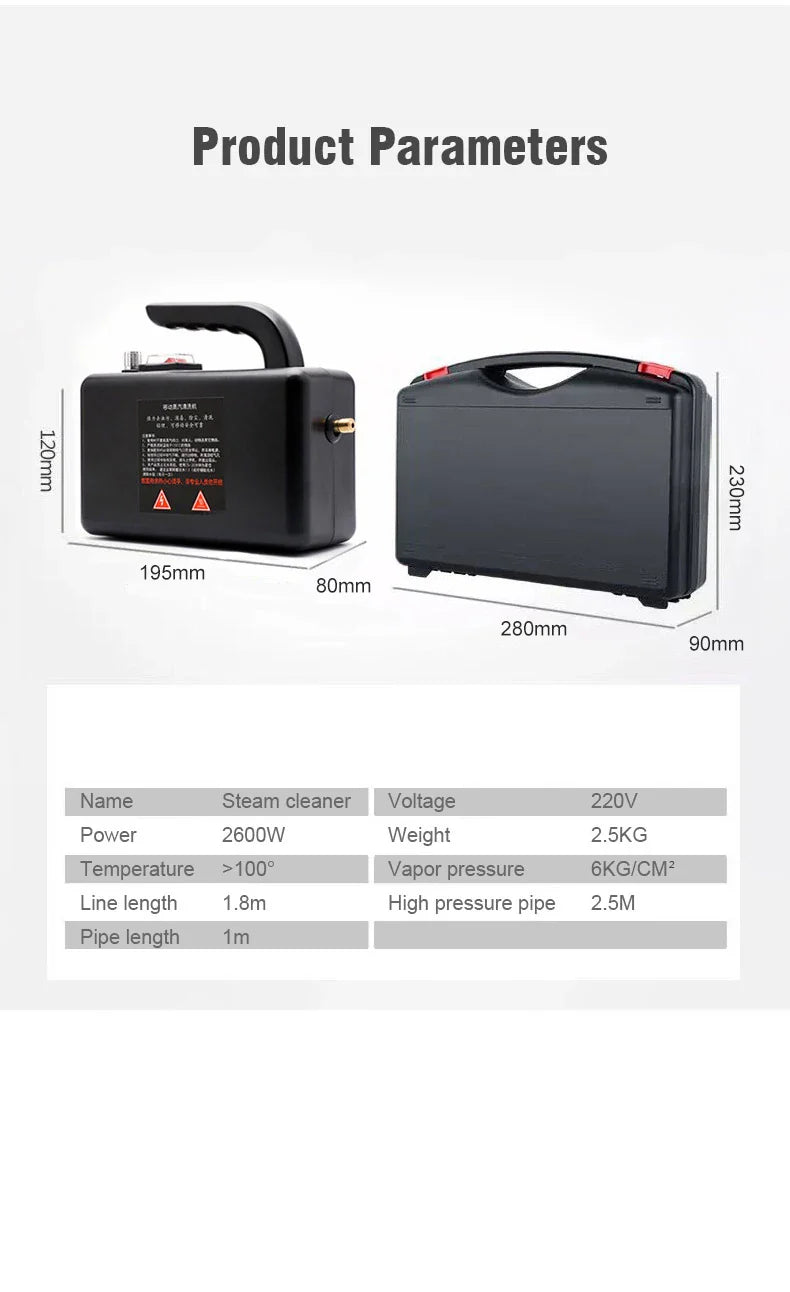 High-Temperature Home Steam Cleaner – Sterilization for Air Conditioning, Kitchen Hood & Car, 110V/220V