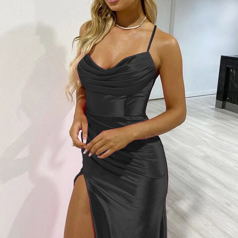 Women’s 2026 Spring Strapless Satin Gown – Ruffled Flared Corset-Style Slim Fit Dress