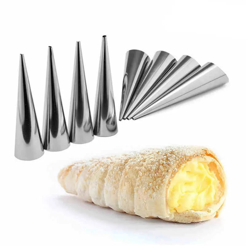 Premium Stainless Steel Baking Cones Set - 6/12/24 Piece Horn Pastry Roll Cake Mold Kit for Spiral Baked Croissants, Cookies, and Desserts - ZXH
