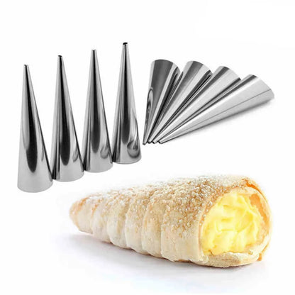 Premium Stainless Steel Baking Cones Set - 6/12/24 Piece Horn Pastry Roll Cake Mold Kit for Spiral Baked Croissants, Cookies, and Desserts - ZXH