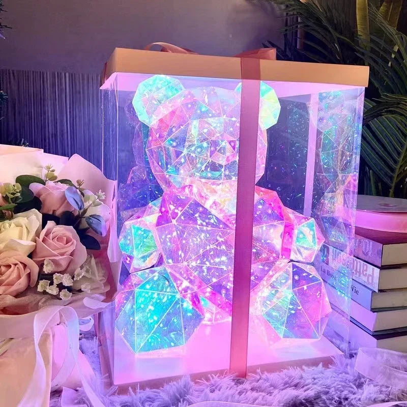 30cm Teddy Bear LED Gift Lamp – Colorful Romantic Light for Girls’ Birthday & Valentine’s