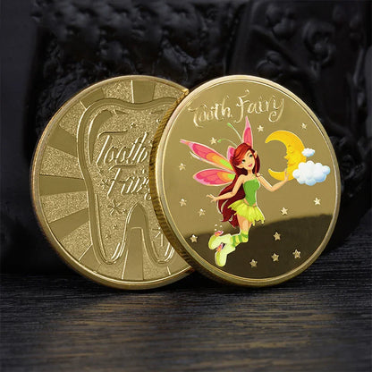 Colorful Tooth Fairy Coin - Gold Plated Commemorative Metal Gift for Kids, Lucky Collectible Coin