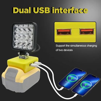 LED Spotlight for 18V Battery – Compatible with Dewalt, Milwaukee, Makita & Bosch, Outdoor Work, Fishing & Emergency Handheld Tool Lamp
