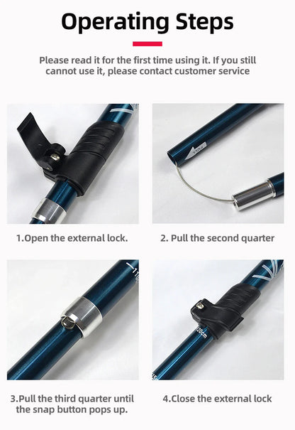 5-Section Foldable Trekking Pole – Portable Hiking Stick for Nordic, Elderly & Camping, Telescopic & Easy to Carry