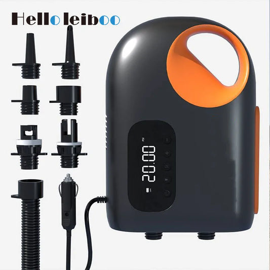 LEIBOO 20PSI DC Electric Air Pump – High-Speed Compressor for Inflatable SUP, Paddle Board, Airbed, Boat & Kayak