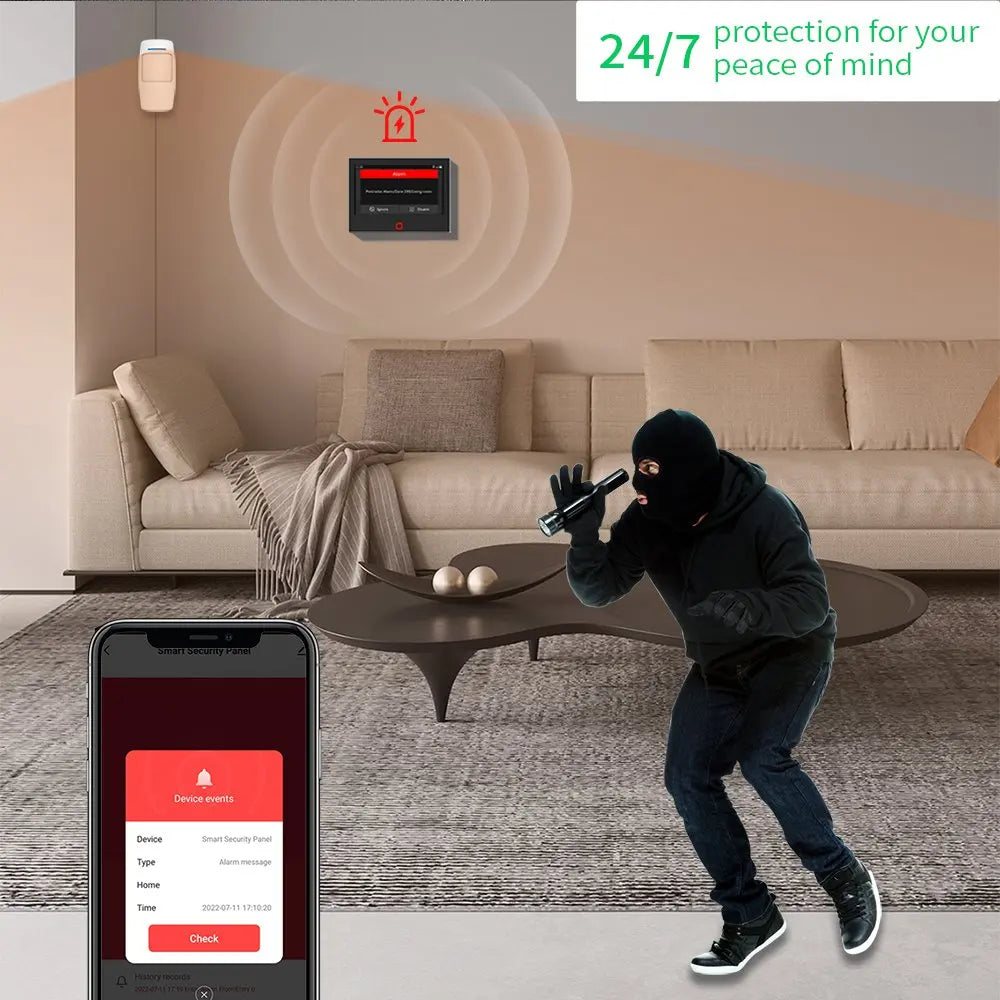 Staniot 7-Inch Wireless WiFi 4G Home Alarm System - Smart Security Protection Kit with Built-In 115dB Siren and 5000mAh Battery, Tuya Compatible