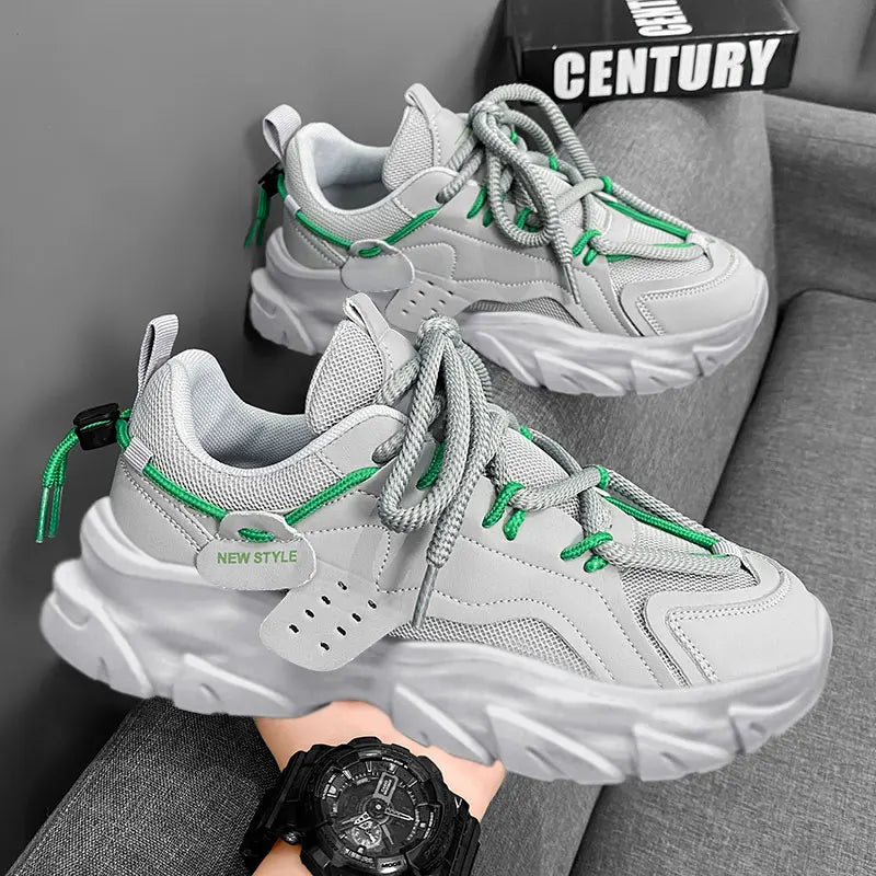 Men's Breathable Casual Sneakers - Thick Soled Soft Soles Tennis Shoes for Outdoor Running & Comfort