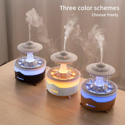 350ml Mini USB Aroma Air Humidifier — Raindrop Design with Remote Control, Colorful Light & Aromatherapy Oil Diffuser for Room