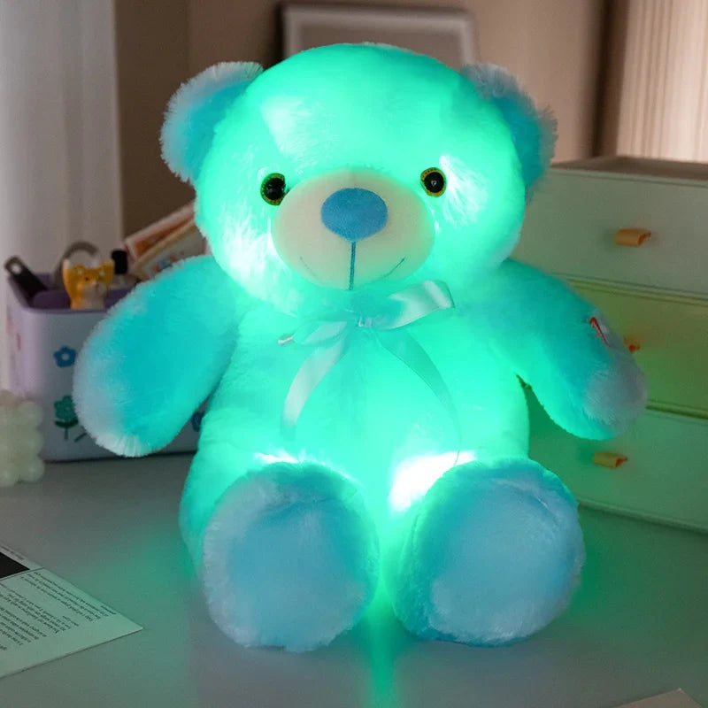 Colorful Glowing Bear Plush Toy – LED Light-Up Teddy Bear, Creative Luminous Stuffed Animal for Kids, Xmas & Birthday Gift