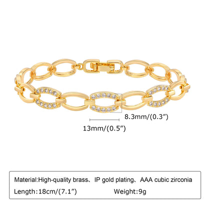 14K Gold Plated Paperclip Chain Bracelet with Cubic Zirconia Chunky Adjustable Link Jewelry for Women