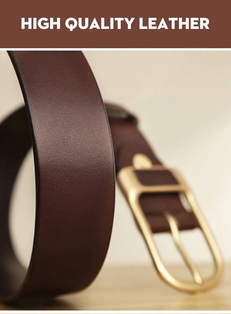 Genuine Leather Men's Belt – High-Quality Buckle, Cowskin Casual & Business Waistband, Fashion Designer 2022 New