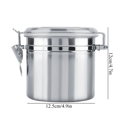Stainless Steel Vacuum-Sealed Coffee Container – Beans Storage Jar for Home & Kitchen, 800-1800ml Options
