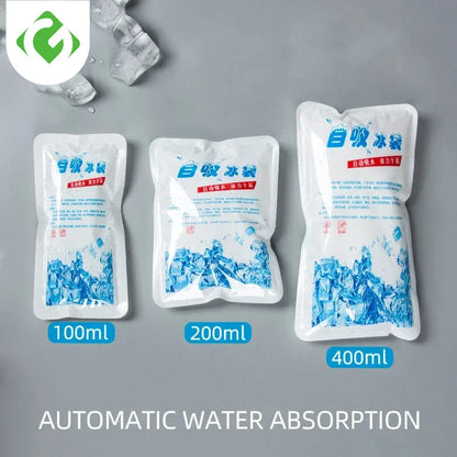 5PCS Reusable Gel Ice Bags — Automatic Water Absorption Insulated Ice Packs for Pain Relief, Cold Compress & Food Cooling