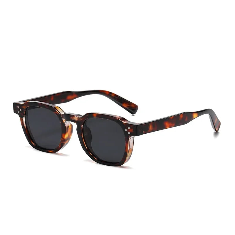 JNPCXI Vintage Rivet Oval Sunglasses – Fashion Leopard Frame Luxury Eyewear for Men & Women, Anti Blue Light Glasses