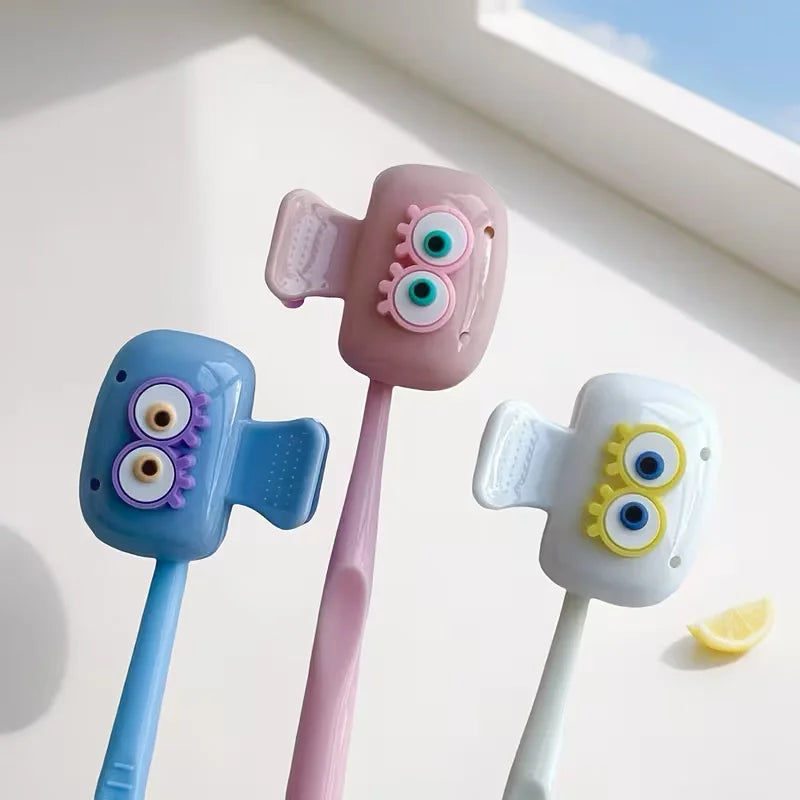 3PCS Cute Eye-Shaped Toothbrush Holders - Colorful Travel Toothbrush Covers with Dust-Proof Protection