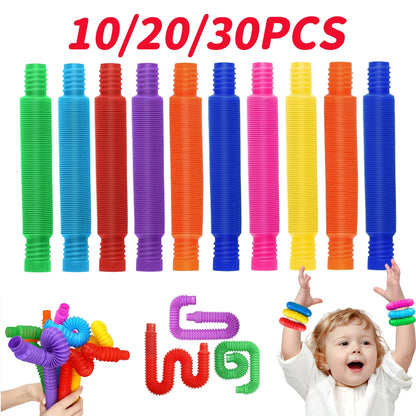 Colorful Pop Tubes Fidget Toys - Telescopic Sensory Stress Relief Toys for Kids & Adults