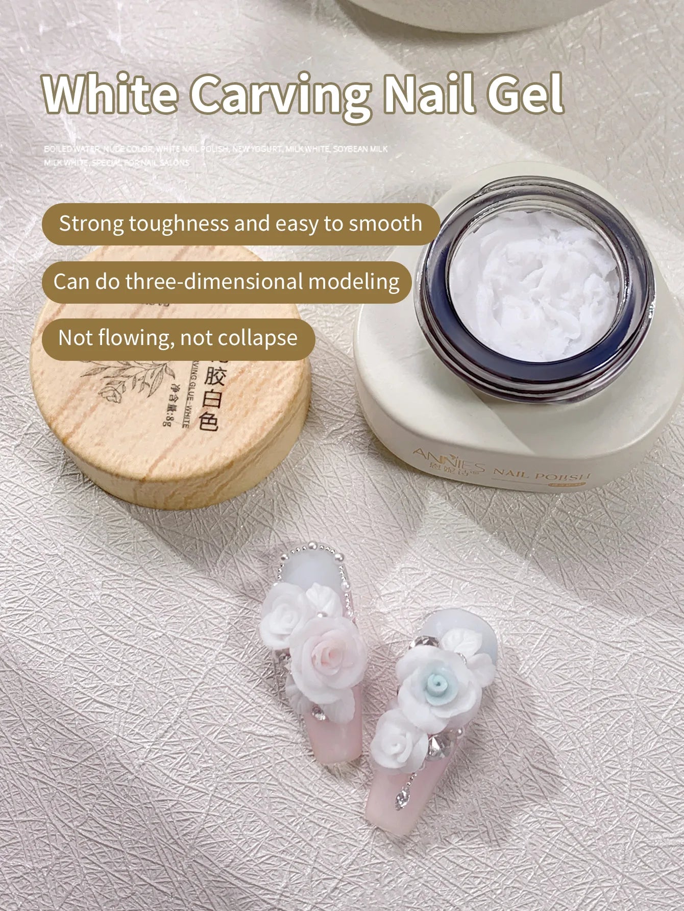 12ml Thick Light Carving Glue – Soft Candy Gel for Ice Flower Style, Non-Washable Armor Oil Glue for Nail Salon Use