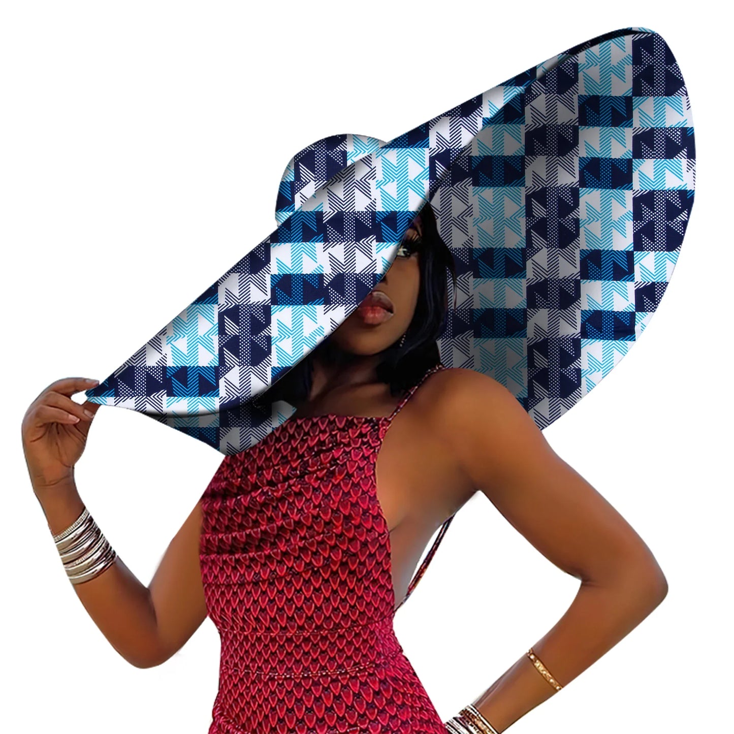 African Ankara Sun Hat - Women's Large Brim Summer Beach Hat