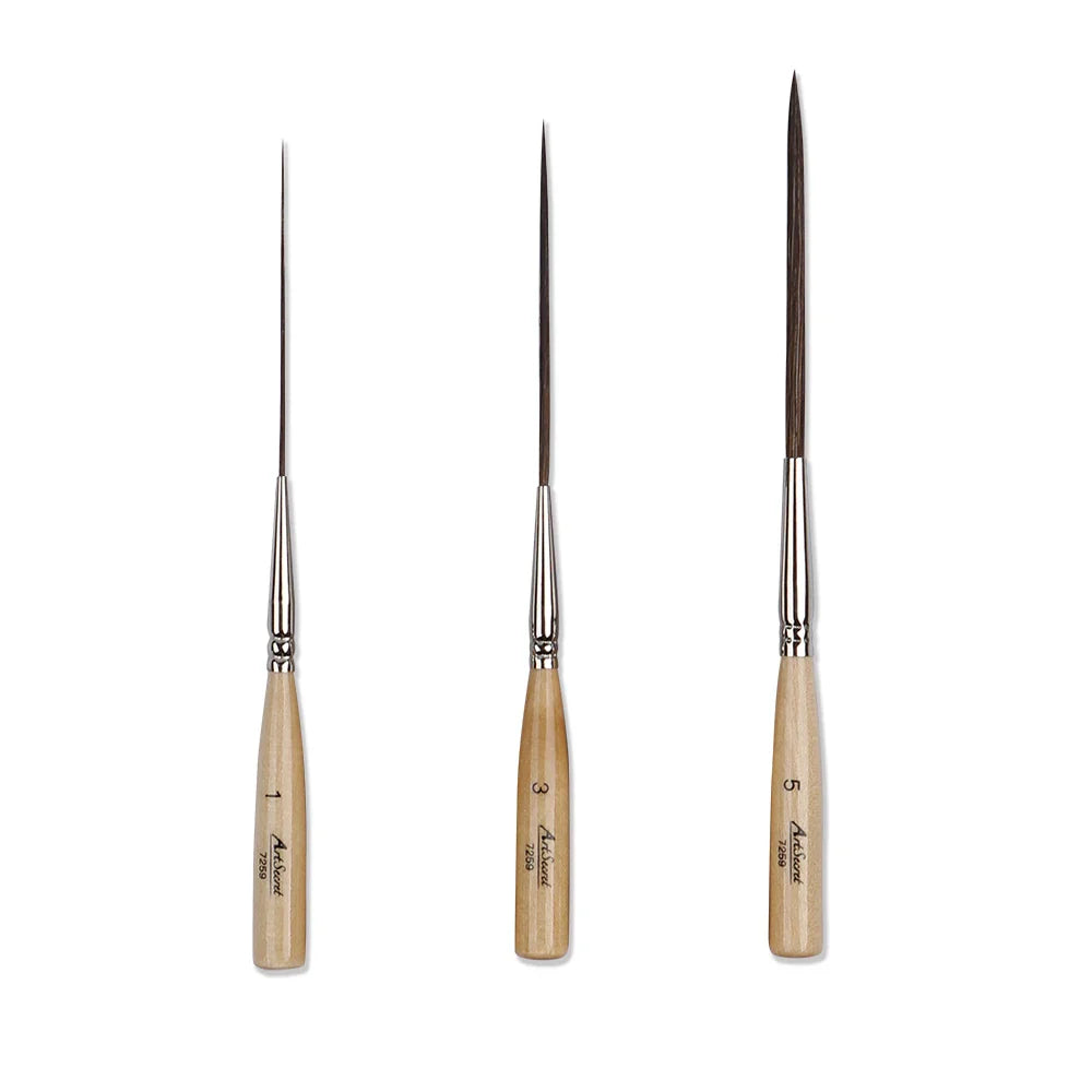 Artsecret Long Liner Detail Brushes – Premium Cattle Ear Hair Watercolor & Nail Art Striping Pens (0.8, 1.2, 2.8mm)