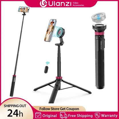 Ulanzi MT-84 1.53M Magsafe Selfie Stick Tripod — Bluetooth Remote Phone Stand for iPhone 16/15, Live Streaming & Vlogging