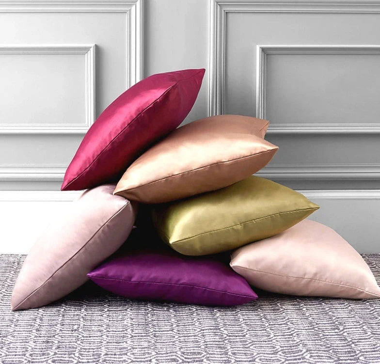 Silky Satin Pillow Cover - Smooth Decorative Cushion Case for Sofa & Bed