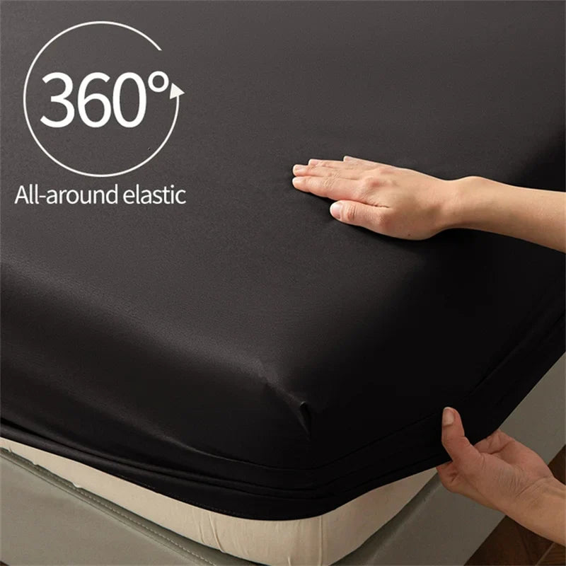 Soft Elastic Fitted Bedsheet with Deep Pocket Band – Twin/Full/Queen/King Size Bed Linen Cover (No Pillowcase)