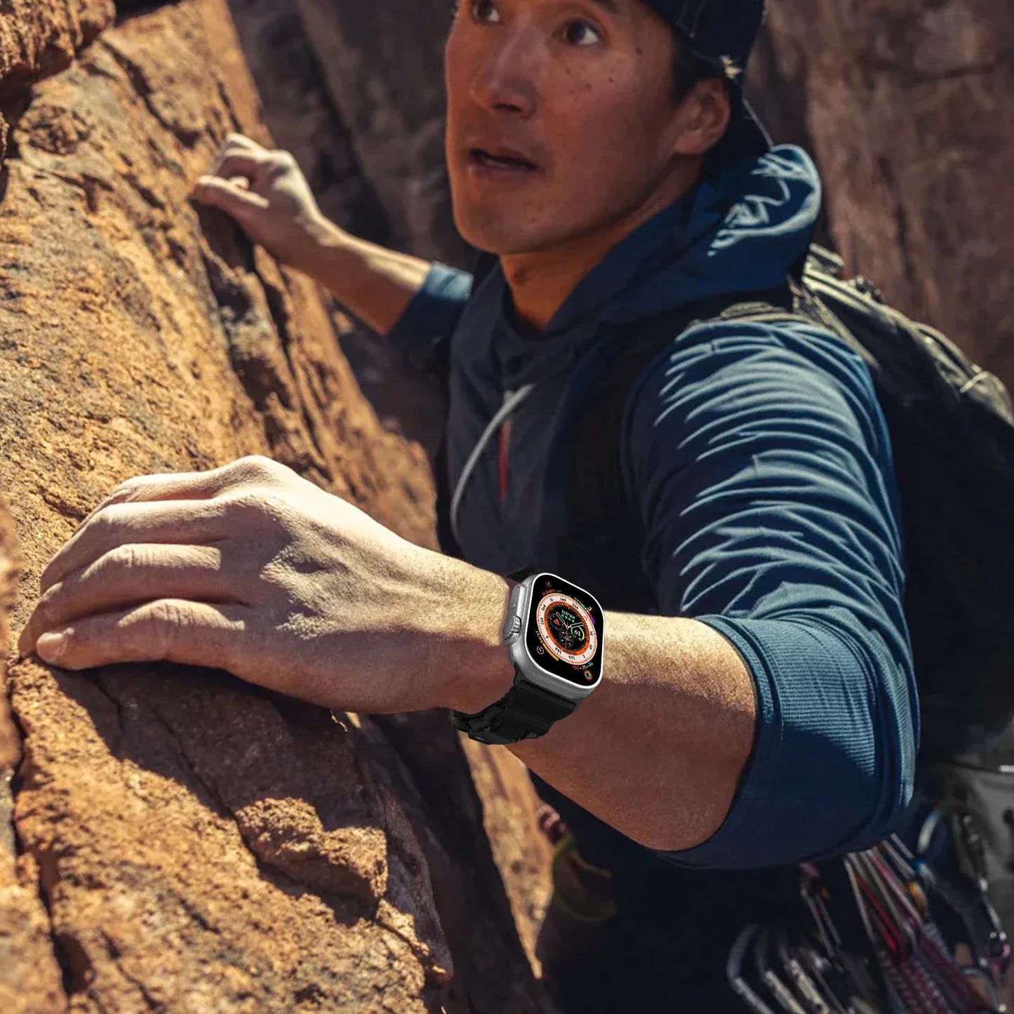 Magnetic Fidlock V-Shaped Buckle Sports Strap — Soft Wide Nylon Band Compatible with All Apple Watch Series