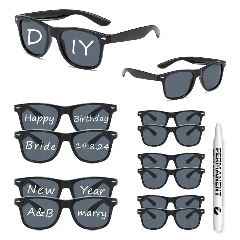KAMMPT 12-Pair Candy Color Sunglasses Set – Fashion DIY Bride Decor Shades for Women, Festivals & Party Gifts