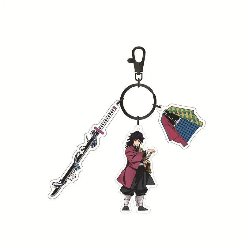 Anime Demon Slayer Acrylic Keychain – Tanjiro & Nezuko Kamado Cartoon Schoolbag Pendant Character Charm Kids Gift Accessories
