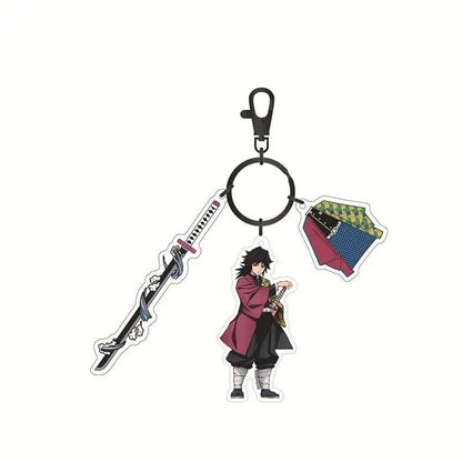 Anime Demon Slayer Acrylic Keychain – Tanjiro & Nezuko Kamado Cartoon Schoolbag Pendant Character Charm Kids Gift Accessories